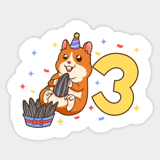 I am 3 with hamster - kids birthday 3 years old Sticker